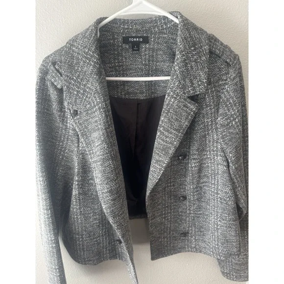 Torrid Blazer Plus Size 1X Open Front  Gray Long Sleeve New out the tags - Picture 10 of 14